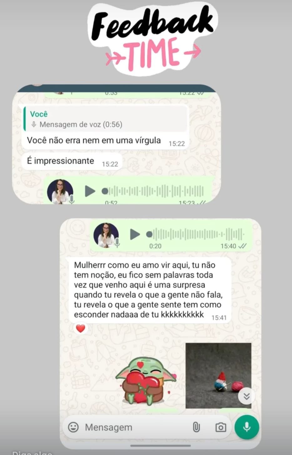 Depoimento de cliente sobre o atendimento da Mila